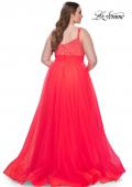 Picture of: A-Line Plus Size Prom Dress with Rhinestone Bodice in Hot Coral, Style: 31251, Detail Picture 9