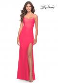 Picture of: Long Prom Dress in Luxurious Jersey with Slit in Hot Coral in Hot Coral, Style: 31504, Main Picture