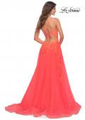 Picture of: Tulle Prom Dress with Lace Detail in Hot Coral in Orange, Style: 30637, Back Picture