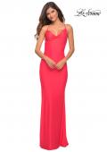 Picture of: Trendy Neon Prom Dress with High Side Slit in Hot Coral, Detail Picture 1