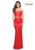 Picture of: Two Piece Dress with Rhinestone Diamond Straps in Hot Coral, Style: 30789, Detail Picture 2