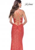 Picture of: Sequin Long Dress with Triangle Cut Out in Hot Coral in Hot Coral, Style: 31449, Detail Picture 2