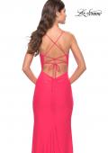 Picture of: Long Prom Dress in Luxurious Jersey with Slit in Hot Coral in Hot Coral, Style: 31504, Detail Picture 2