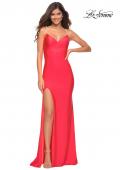 Picture of: Neon Rhinestone Strap Simple Long Jersey Dress in Hot Coral, Detail Picture 3