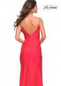 Picture of: Neon Rhinestone Strap Simple Long Jersey Dress in Hot Coral, Detail Picture 4