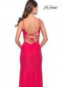 Picture of: Elegant Jersey Dress with Ruching and Square Neckline in Neon in Hot Coral, Style: 31329, Detail Picture 4