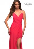 Picture of: Open Back Jersey Dress with Knot at Waist in Orange, Style: 30457, Detail Picture 7