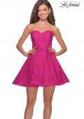 Picture of: Short Lace Strapless Party Dress with Rhinestones in Hot Fuchsia, Style: 27334, Detail Picture 1