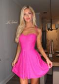 Picture of: Sparkle Lace-Up Fit-and-Flare Mini Dress in Hot Fuchsia, Style 34157, Detail Picture 4