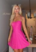 Picture of: Sparkle Lace-Up Fit-and-Flare Mini Dress in Hot Fuchsia, Style 34157, Detail Picture 6