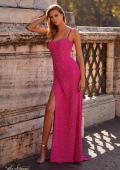 Picture of: Rhinestone Embellished Jersey Gown with Square Neckline in Hot Fuchsia, Style: 32058, Main Picture