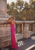Picture of: Rhinestone Embellished Jersey Gown with Square Neckline in Hot Fuchsia, Style: 32058, Detail Picture 2