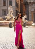 Picture of: Neon Illusion Lace Bodice Prom Dress with Rhinestones in Hot Fuchsia, Style: 32321, Detail Picture 2