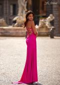 Picture of: Neon Illusion Lace Bodice Prom Dress with Rhinestones in Hot Fuchsia, Style: 32321, Detail Picture 3