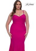 Picture of: Chic Plus Size Dress with Ruching and Rhinestone Neckline Detail in Hot Fuchsia, Style: 33057, Detail Picture 16
