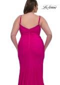 Picture of: Chic Plus Size Dress with Ruching and Rhinestone Neckline Detail in Hot Fuchsia, Style: 33057, Detail Picture 17