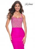 Picture of: Neon Gorgeous Rhinestone Bodice with Ruched Jersey Skirt Prom Dress in Hot Fuchsia, Style: 32325, Main Picture