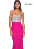 Picture of: Sweetheart Rhinestone Fishnet Bodice Dress with Fitted Skirt in Hot Fuchsia, Style: 32440, Main Picture