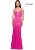 Picture of: Stunning Rhinestone Embellished Fitted Tulle Dress in Hot Fuchsia, Style: 32007, Detail Picture 9