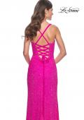 Picture of: Rhinestone Embellished Jersey Gown with Square Neckline in Hot Fuchsia, Style: 32058, Detail Picture 9