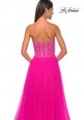 Picture of: Rhinestone Embellished A-line Tulle Gown with Corset Top in Hot Fuchsia, Style: 32278, Detail Picture 9