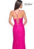 Picture of: Stretch Lace Dress with Bustier Top and Illusion Back in Hot Fuchsia, Style: 32248, Detail Picture 11