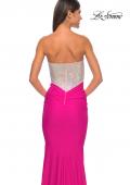 Picture of: Sweetheart Rhinestone Fishnet Bodice Dress with Fitted Skirt in Hot Fuchsia, Style: 32440, Back Picture
