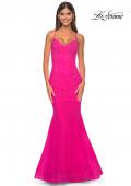 Picture of: Mermaid Prom Dress with Rhinestones and Lace Up Back in Hot Fuchsia, Style: 32273, Detail Picture 1