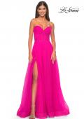 Picture of: Sweetheart Tulle and Rhinestone Prom Dress with Illusion Detail in Hot Fuchsia, Style: 31997, Detail Picture 2