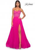 Picture of: Rhinestone Embellished A-line Tulle Gown with Corset Top in Hot Fuchsia, Style: 32278, Detail Picture 2