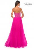 Picture of: Rhinestone Embellished A-line Tulle Gown with Corset Top in Hot Fuchsia, Style: 32278, Detail Picture 3
