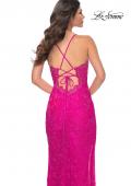 Picture of: Scallop Detail Lace Fitted Prom Dress with Illusion Bodice in Pink, Style: 32441, Detail Picture 4
