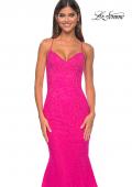 Picture of: Mermaid Prom Dress with Rhinestones and Lace Up Back in Hot Fuchsia, Style: 32273, Detail Picture 5