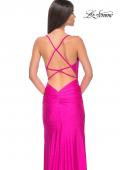 Picture of: Rhinestone Jersey Dress with Slit and Ruching in Hot Fuchsia, Style: 32317, Detail Picture 6