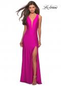 Picture of: Form Fitting Long Jersey Dress with Plunging Neckline in Hot Fuchsia, Style: 27602, Detail Picture 7