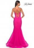 Picture of: Mermaid Prom Dress with Rhinestones and Lace Up Back in Hot Fuchsia, Style: 32273, Detail Picture 7
