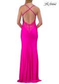 Picture of: Jersey Prom Dress with Cowl Neckline and Open Beaded Back in Hot Fuchsia, Style: 33553, Detail Picture 7