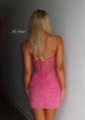 Picture of: Strapless Sparkle Mini Dress in Hot Pink, Style 33324, Detail Picture 8