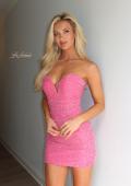 Picture of: Strapless Sparkle Mini Dress in Hot Pink, Style 33324, Detail Picture 9