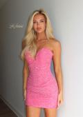 Picture of: Strapless Sparkle Mini Dress in Hot Pink, Style 33324, Detail Picture 7