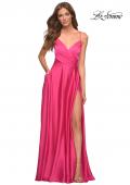 Picture of: Satin Hot Pink Gown with Criss-Cross Ruched Top in Pink, Style: 30616, Main Picture