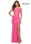 Picture of: Hot Pink Simple One Shoulder Long Sequin Dress in Hot Pink, Main Picture