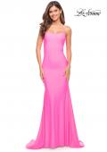 Picture of: Chic Luxe Jersey Gown with Train and V Back in Bright Colors in Hot Pink, Style: 30682, Main Picture