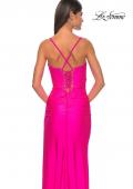 Picture of: Bustier Top Jersey Prom Dress with Intricate Lace Up Back in Hot Pink, Style: 32256, Detail Picture 13