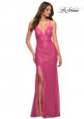 Picture of: Open Back Warp Style Sequin Dress in Neon Pink in Pink, Style: 30607, Detail Picture 1