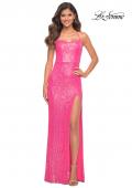 Picture of: Hot Pink Simple Sequin Dress with Open Low Back in Hot Pink, Detail Picture 1
