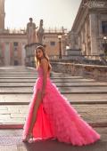 Picture of: Neon Tiered Ruffle Tulle Prom Dress with Rhinestone Embellished Bodice in Pink, Style: 32335, Detail Picture 1