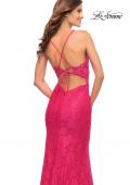 Picture of: Lace Gown with Sheer Lace Applique Side Panels in Hot Pink in Hot Pink, Style: 30690, Detail Picture 2