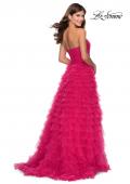Picture of: Cascading Tulle Strapless Gown with Ruching in Hot Pink, Style: 28345, Detail Picture 4