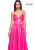 Picture of: Satin A-Line Gown with Cut Out and Twist Bodice in Neon in Hot Pink, Style: 31412, Detail Picture 6